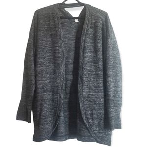 Danskin Womens Large Heathered Grey Open Front Cardigan with Thumbholes